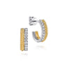 Bujukan Pave - J Hoop Earrings 14K White and Yellow Gold Diamond 0.35ct Bujukan - 0.35 ct