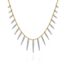 Bujukan Punk - 14K White  Yellow Gold Bead Chain Bujukan and Diamond Spike Droplet Necklace - 1.5 ct