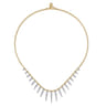 Bujukan Punk - 14K White  Yellow Gold Bead Chain Bujukan and Diamond Spike Droplet Necklace - 1.5 ct