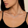 Bujukan Punk - 14K White  Yellow Gold Bead Chain Bujukan and Diamond Spike Droplet Necklace - 1.5 ct