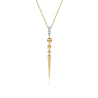 Bujukan Punk - 14K White  Yellow Gold Bujukan Bullet and Diamond Drop Necklace