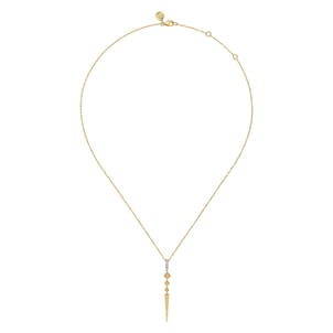 Bujukan Punk - 14K White  Yellow Gold Bujukan Bullet and Diamond Drop Necklace