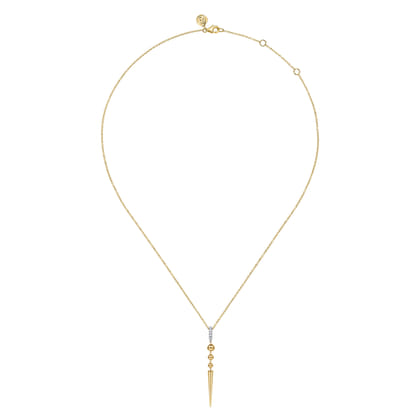 Bujukan Punk - 14K White  Yellow Gold Bujukan Bullet and Diamond Drop Necklace