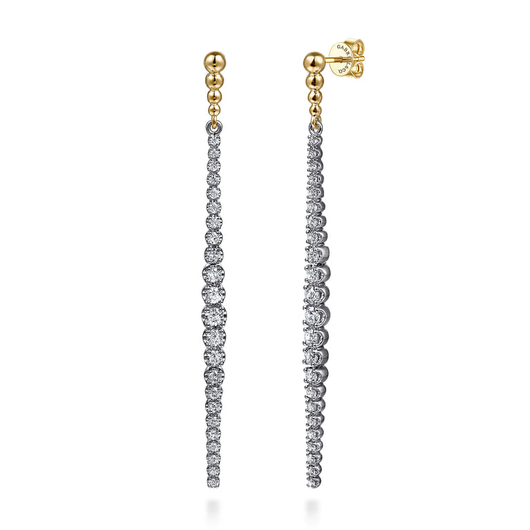 Bujukan Punk - 14K White Yellow Gold Bujukan Diamond Stud Drop Earrings - 0.75 ct - Shot 1