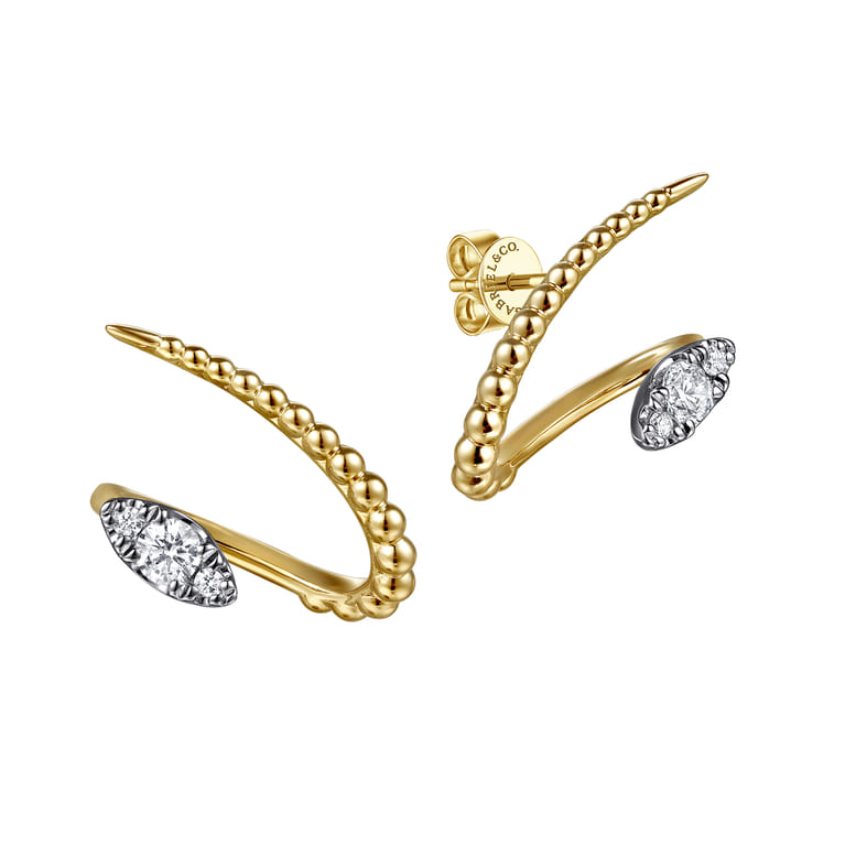 Bujukan Punk - 14K White  Yellow Gold Bujukan Diamond Stud Earrings - 0.3 ct - Shot 1