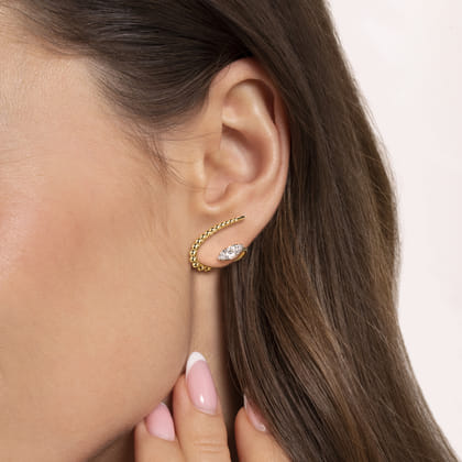 Bujukan Punk - 14K White  Yellow Gold Bujukan Diamond Stud Earrings