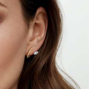 Bujukan Punk - 14K White  Yellow Gold Bujukan Diamond Stud Earrings