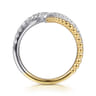 Bujukan Punk - 14K White  Yellow Gold Bujukan and Diamond Double Row Bypass Ring - 0.35 ct