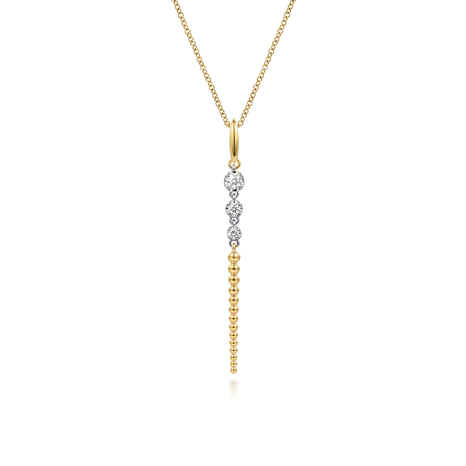 Bujukan Punk - 14K White  Yellow Gold Bujukan and Diamond Drop Necklace