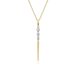 14K White & Yellow Gold Bujukan and Diamond Drop Necklace