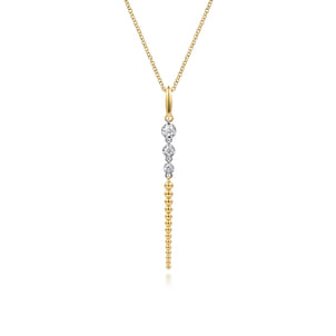 Bujukan Punk - 14K White  Yellow Gold Bujukan and Diamond Drop Necklace