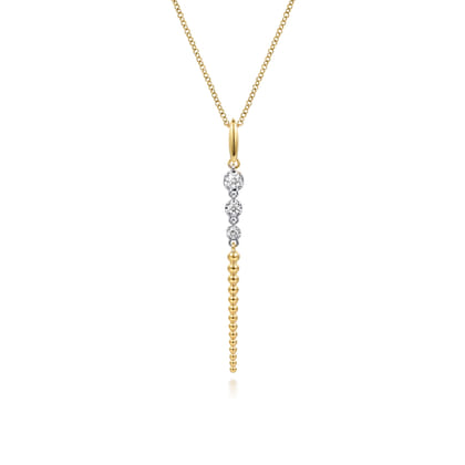 Bujukan Punk - 14K White  Yellow Gold Bujukan and Diamond Drop Necklace