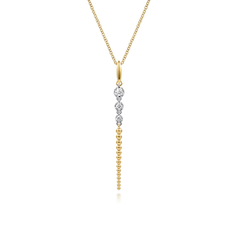 Bujukan Punk - 14K White  Yellow Gold Bujukan and Diamond Drop Necklace - 0.18 ct - Shot 1