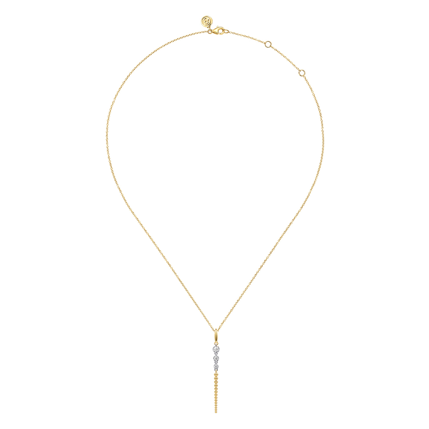 Bujukan Punk - 14K White  Yellow Gold Bujukan and Diamond Drop Necklace