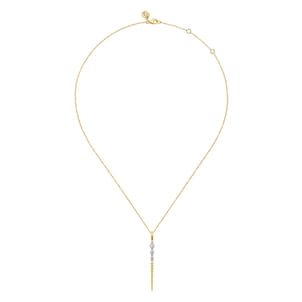 Bujukan Punk - 14K White  Yellow Gold Bujukan and Diamond Drop Necklace