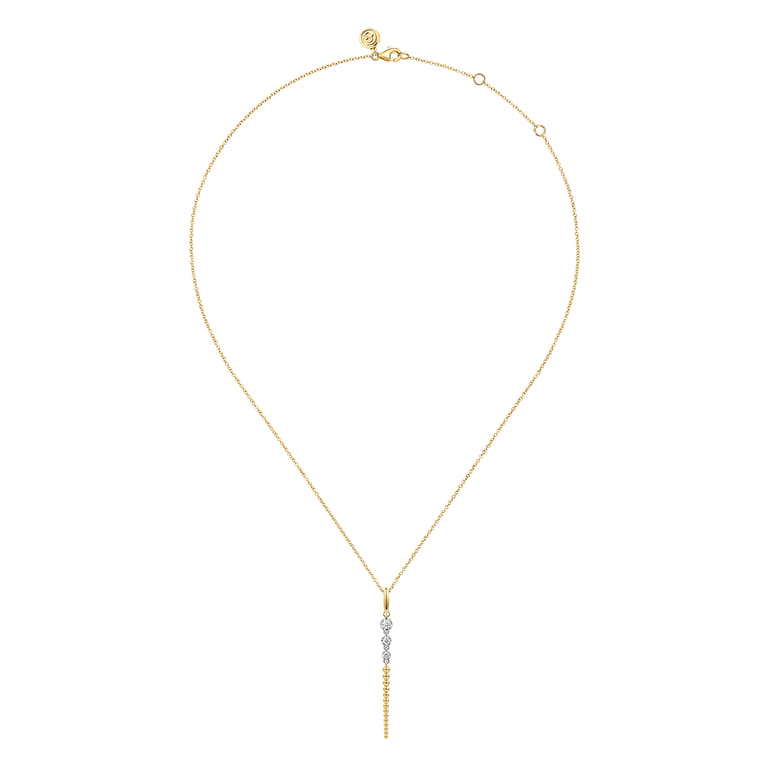 Bujukan Punk - 14K White  Yellow Gold Bujukan and Diamond Drop Necklace - 0.18 ct - Shot 2
