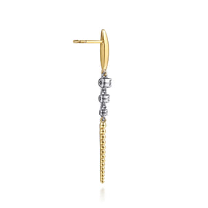 Bujukan Punk - 14K White  Yellow Gold Bujukan and Diamond Stud Drop Earrings