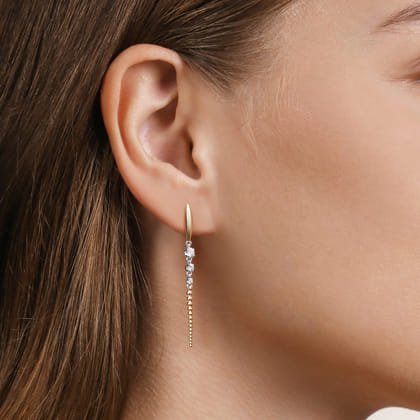 Bujukan Punk - 14K White  Yellow Gold Bujukan and Diamond Stud Drop Earrings