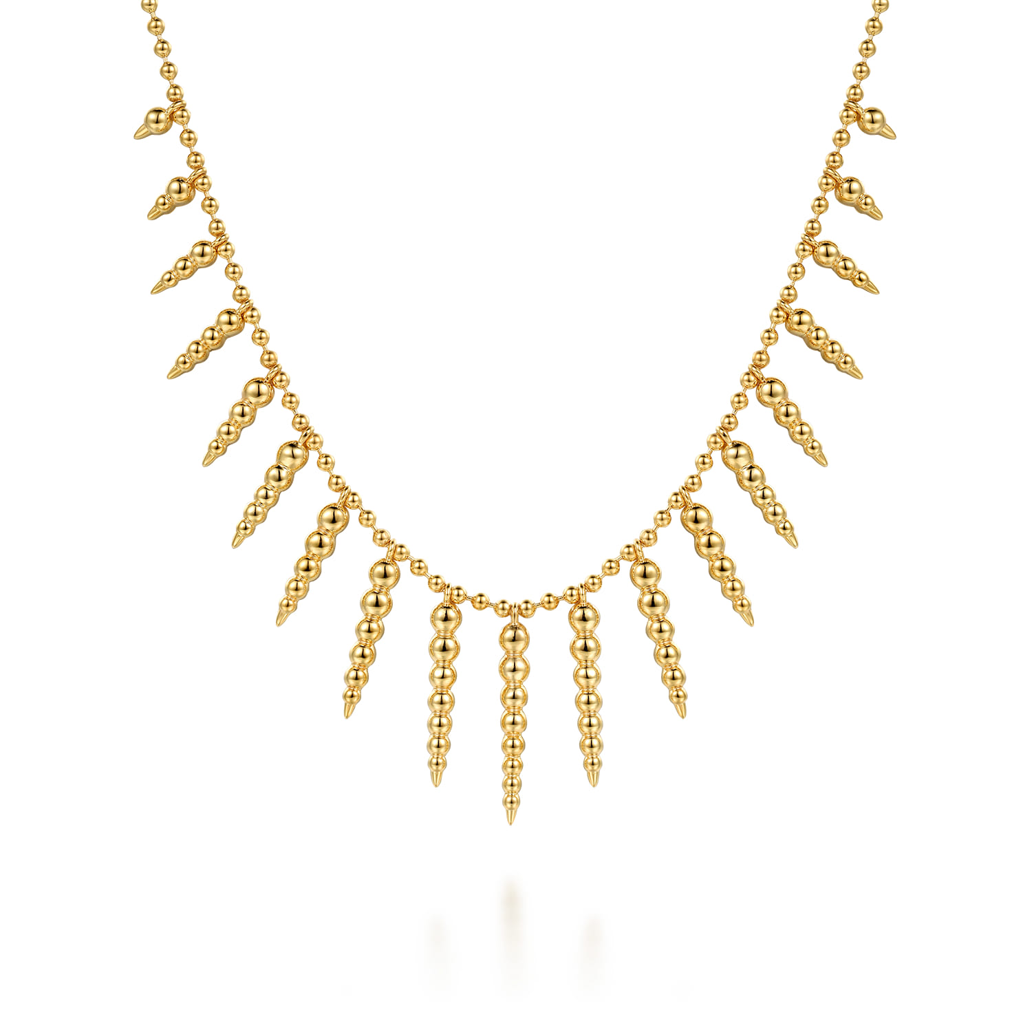 Bujukan Punk - 14K Yellow Gold Bead Chain and Bujukan Spike Droplet Necklace