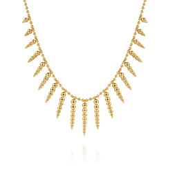 Bujukan Punk - 14K Yellow Gold Bead Chain and Bujukan Spike Droplet Necklace
