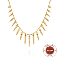 Bujukan Punk - 14K Yellow Gold Bead Chain and Bujukan Spike Droplet Necklace
