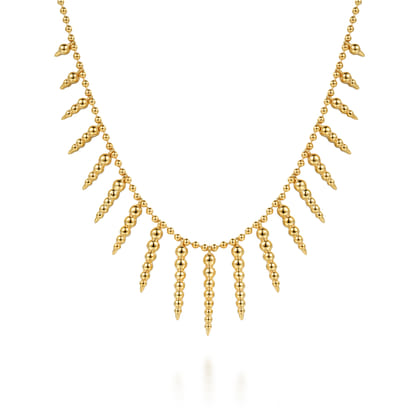 Bujukan Punk - 14K Yellow Gold Bead Chain and Bujukan Spike Droplet Necklace