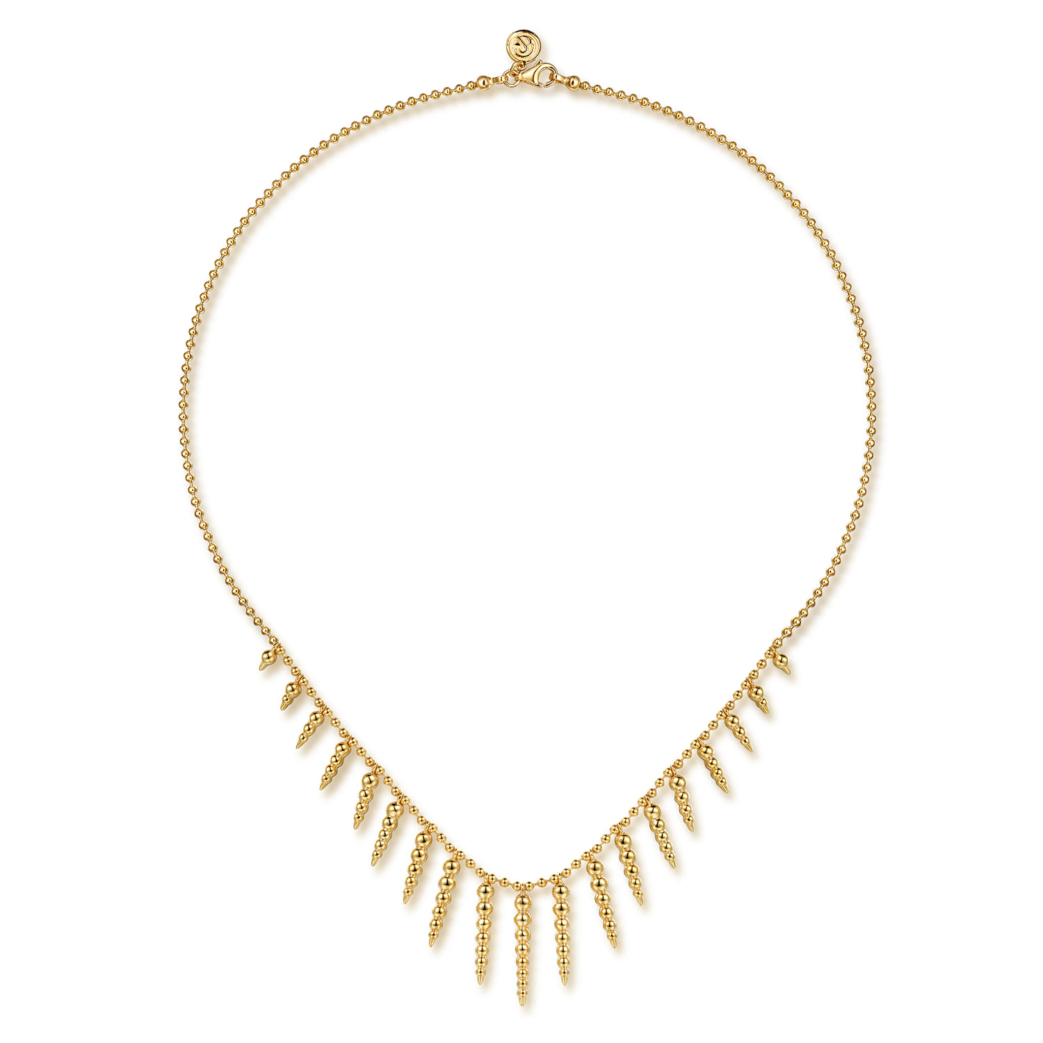 Bujukan Punk - 14K Yellow Gold Bead Chain and Bujukan Spike Droplet Necklace