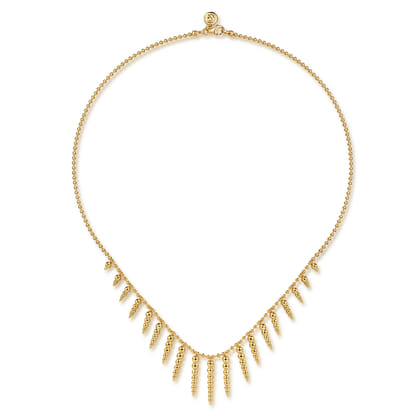 Bujukan Punk - 14K Yellow Gold Bead Chain and Bujukan Spike Droplet Necklace