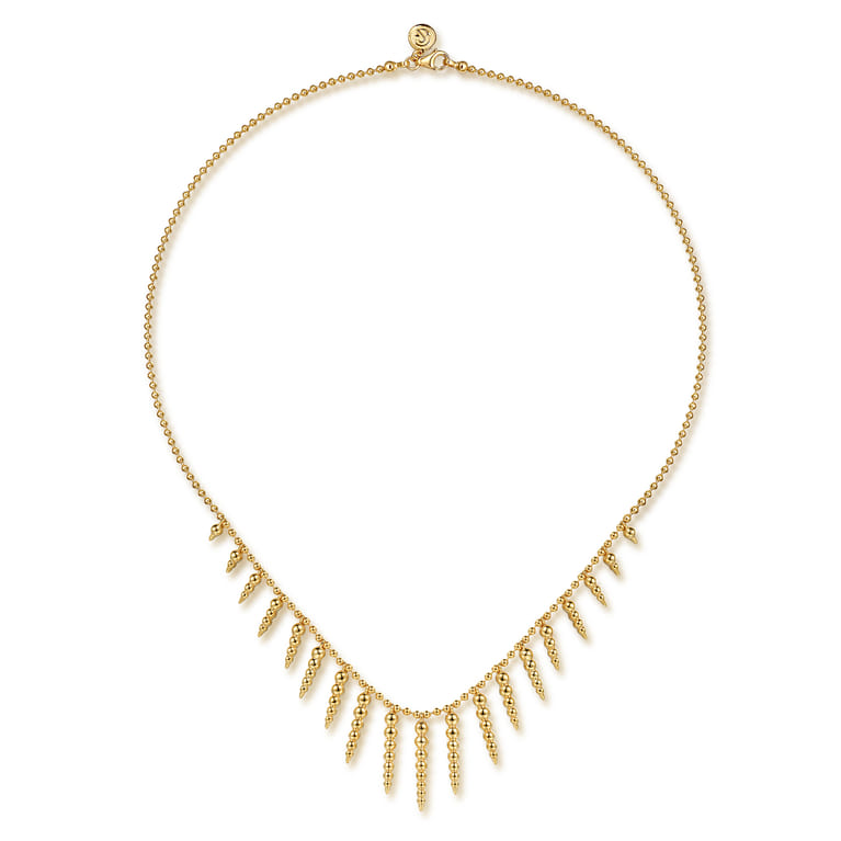 Bujukan Punk - 14K Yellow Gold Bead Chain and Bujukan Spike Droplet Necklace - Shot 2