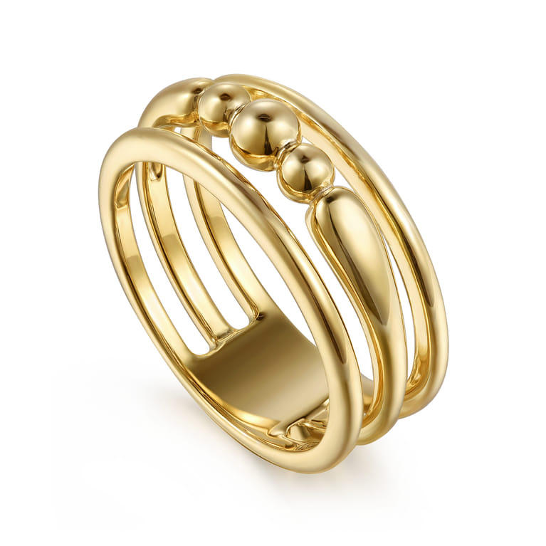 Bujukan Punk - 14K Yellow Gold Bujukan Bullet Wide Band Ring - Shot 3