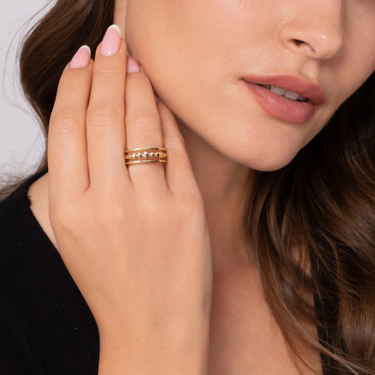 Bujukan Punk - 14K Yellow Gold Bujukan Bullet Wide Band Ring - Shot 5