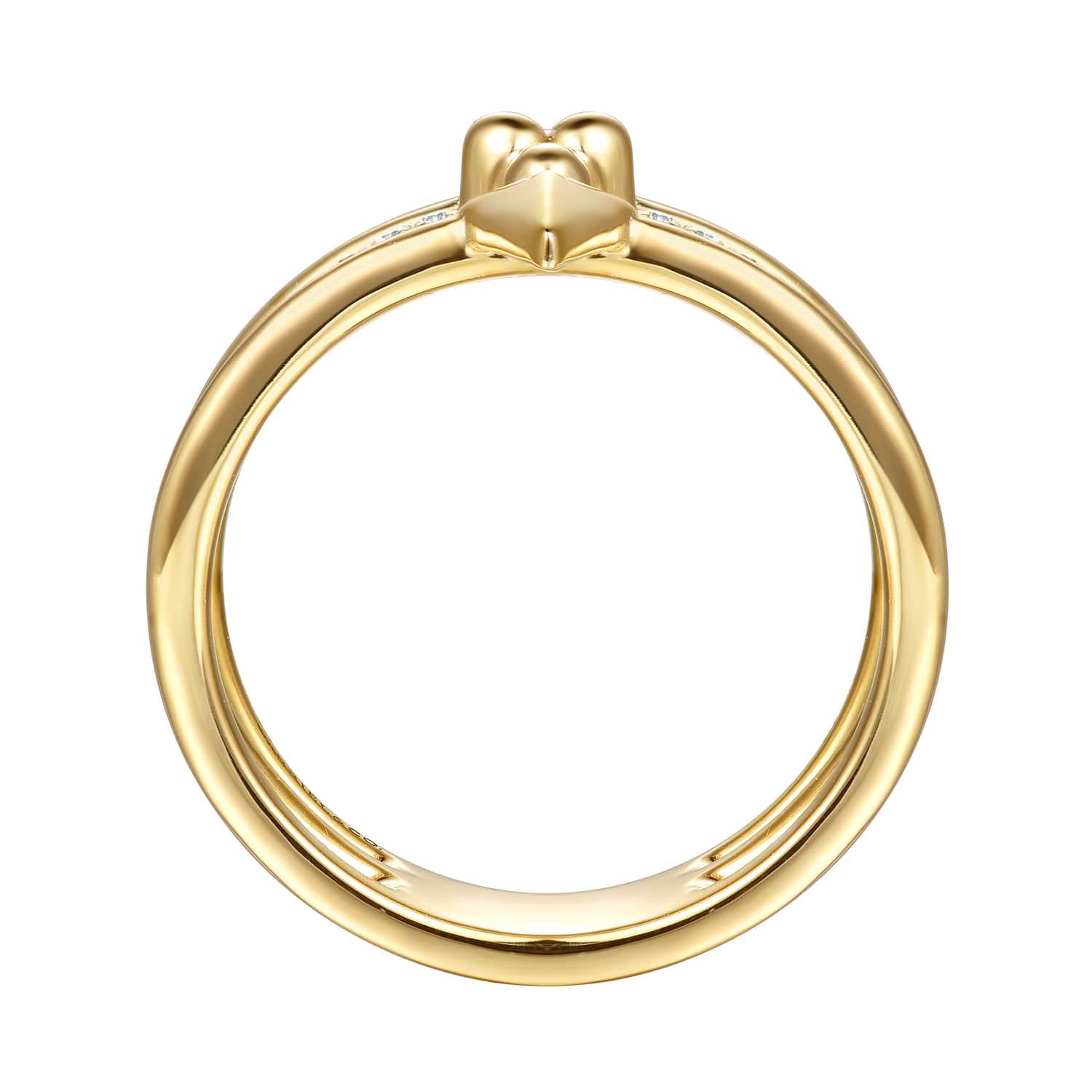 Bujukan Punk - 14K Yellow Gold Bujukan Clover and Triangle Pyramid Diamond Easy Stackable Ring