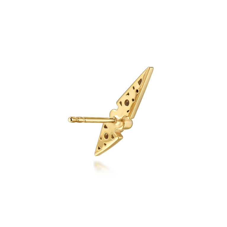 Bujukan Punk - 14K Yellow Gold Bujukan Clover and Triangle Pyramid Ear Climber Earrings - Shot 2