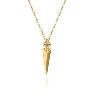 Bujukan Punk - 14K Yellow Gold Bujukan Clover and Triangle Pyramid Pendant Necklace