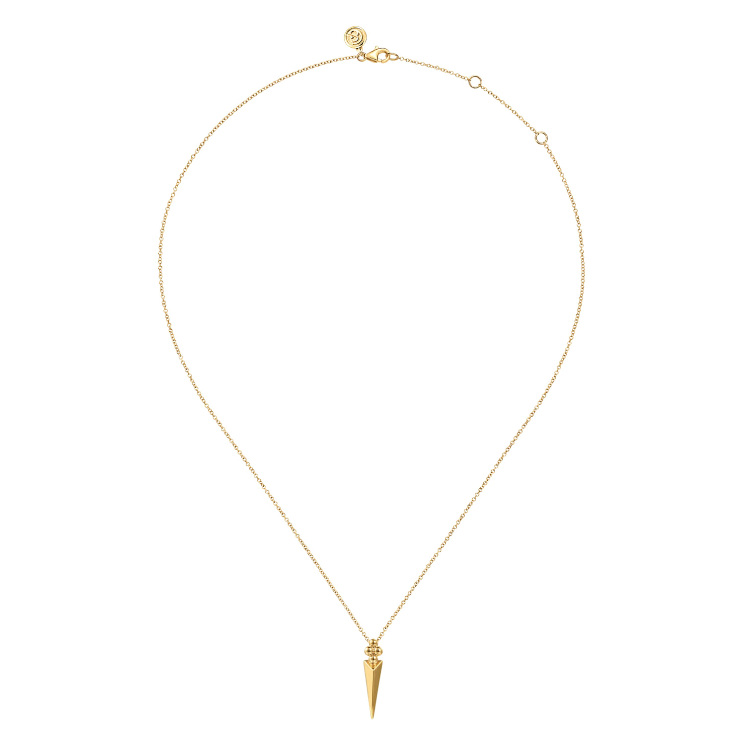 Bujukan Punk - 14K Yellow Gold Bujukan Clover and Triangle Pyramid Pendant Necklace