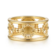 Bujukan Punk - 14K Yellow Gold Bujukan Link and Bullet Wide Band Ring