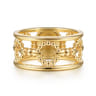 Bujukan Punk - 14K Yellow Gold Bujukan Link and Bullet Wide Band Ring