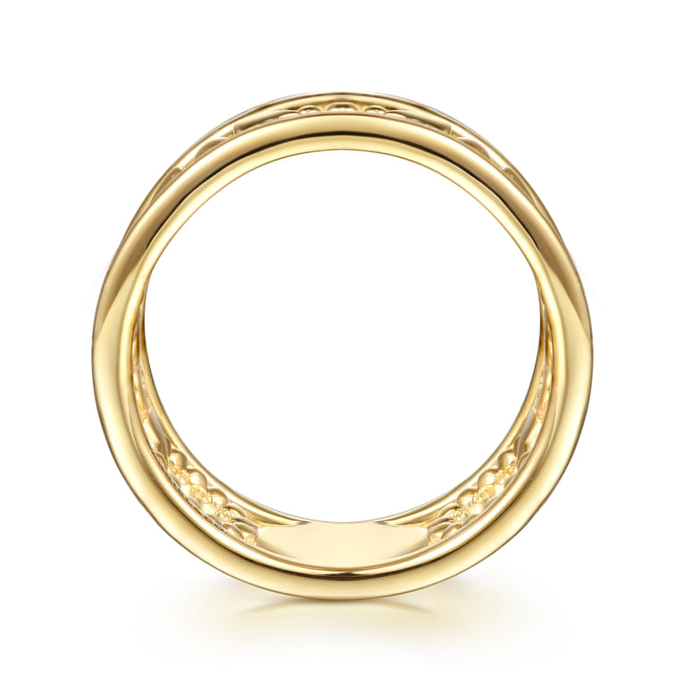 Bujukan Punk - 14K Yellow Gold Bujukan Link and Bullet Wide Band Ring - Shot 2