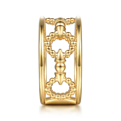 Bujukan Punk - 14K Yellow Gold Bujukan Link and Bullet Wide Band Ring