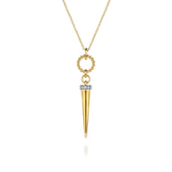 Bujukan Punk - 14K Yellow Gold Bujukan Link and Diamond Bullet Drop Necklace