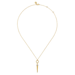 Bujukan Punk - 14K Yellow Gold Bujukan Link and Diamond Bullet Drop Necklace