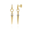 Bujukan Punk - 14K Yellow Gold Bujukan Link and Diamond Bullet Stud Drop Earrings - 0.08 ct