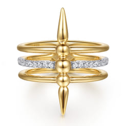 Bujukan Punk - 14K Yellow Gold Bujukan Spike and Diamond Easy Stackable Ring