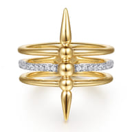 Bujukan Punk - 14K Yellow Gold Bujukan Spike and Diamond Easy Stackable Ring