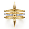 Bujukan Punk - 14K Yellow Gold Bujukan Spike and Diamond Easy Stackable Ring - 0.15 ct