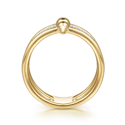 Bujukan Punk - 14K Yellow Gold Bujukan Spike and Diamond Easy Stackable Ring