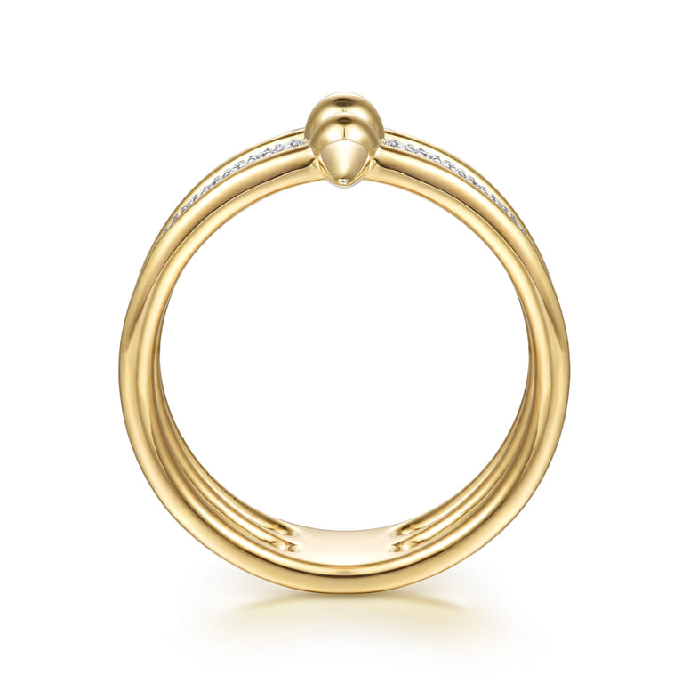 Bujukan Punk - 14K Yellow Gold Bujukan Spike and Diamond Easy Stackable Ring - 0.15 ct - Shot 2
