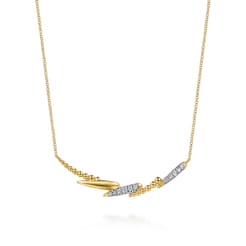 Bujukan Punk - 14K Yellow Gold Bujukan and Diamond Bar Necklace