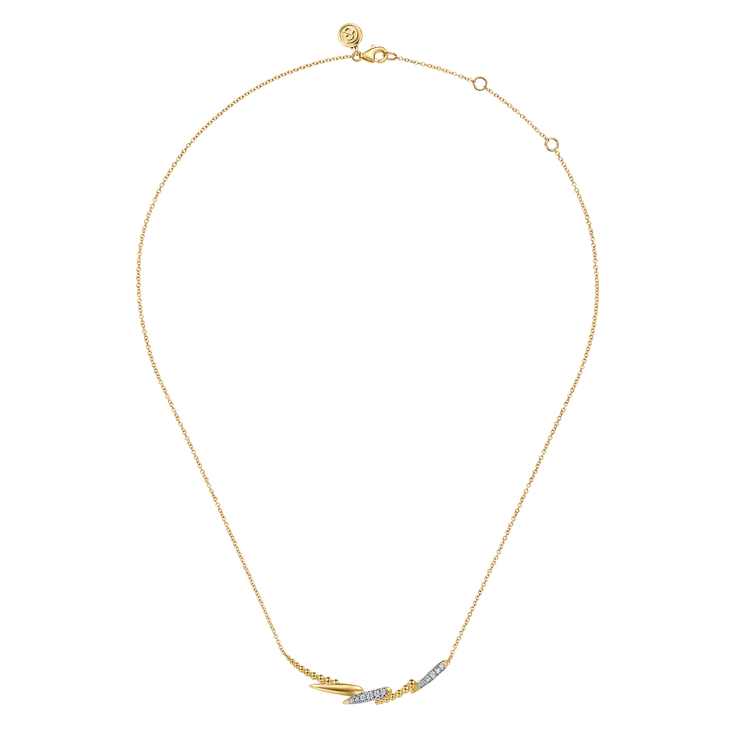 Bujukan Punk - 14K Yellow Gold Bujukan and Diamond Bar Necklace - 0.15 ct - Shot 2