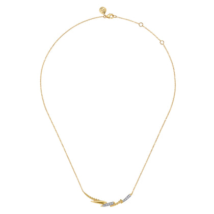 Bujukan Punk - 14K Yellow Gold Bujukan and Diamond Bar Necklace